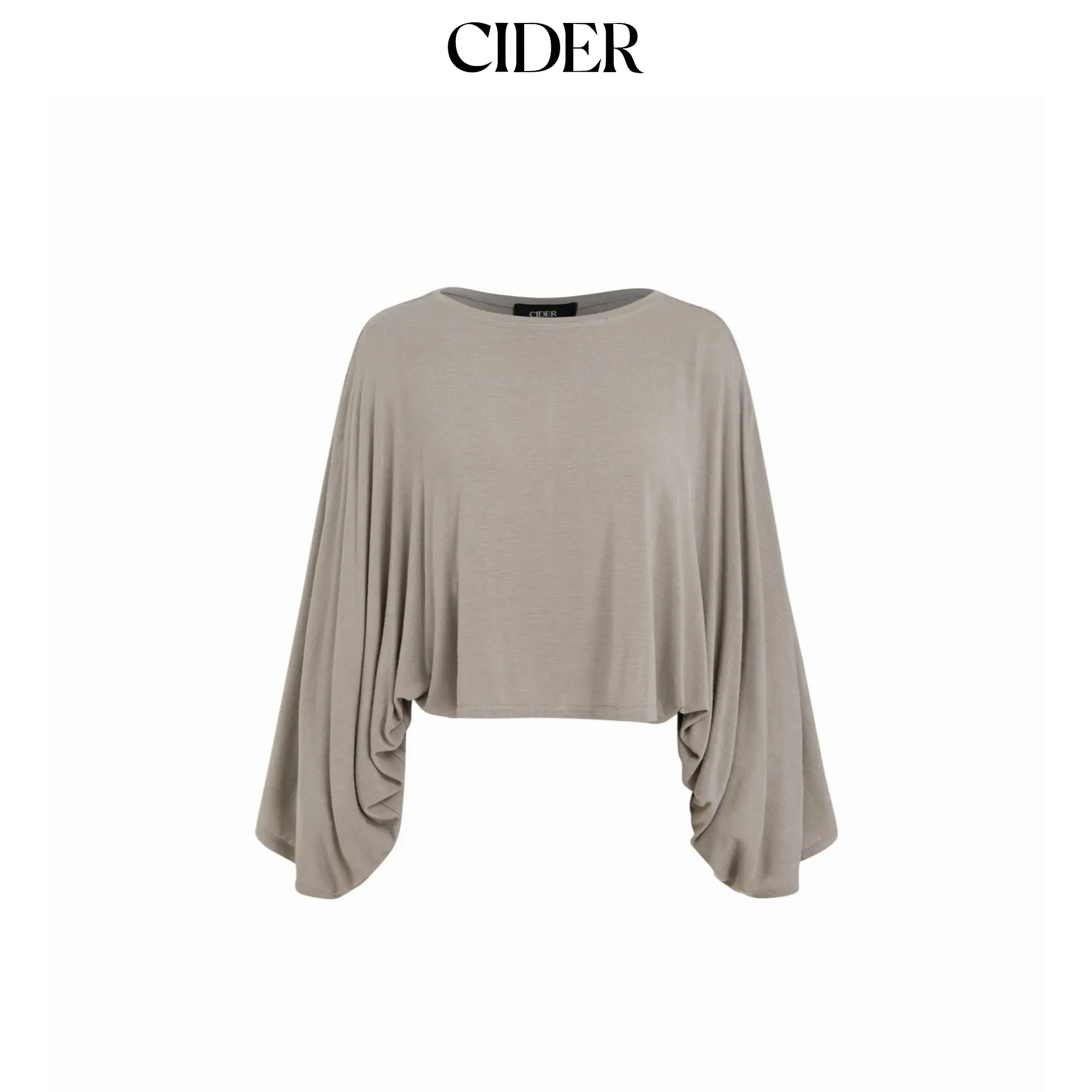 Cider Women's Casual Basic Oversize Knitwear T-shirt - Solid Jersey Knit, Long Batwing Sleeves, Round Neck, Loose Fit, Comfy Move Top
