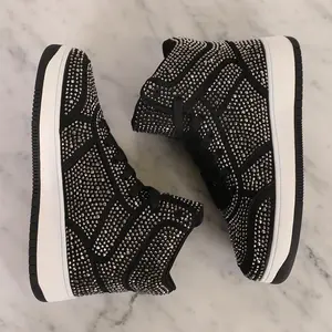 HADES-3 Women's sneakers Rhinestone embellished High tops Shoe lace