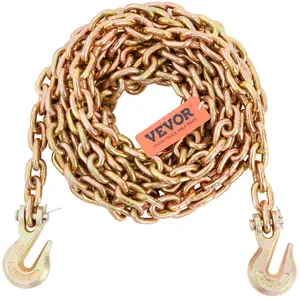 VEVOR Transport Binder Chain, 4900lbs Working Load Limit, 5/16''x20' G80 Tow Chain Tie Down with Grab Hooks, DOT Certified, Galvanized Coating Manganese Steel for Dock Factory Construction Site, 2Pack
