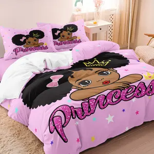 Cartoon Princess Pattern Decorative Duvet Cover Set, 3 Counts/set Including 1 Count Duvet Cover & 2 Counts Pillowcases without Filler, Soft Comfortable Bedding Set for Bedroom Dormitory Hotel Bed Sets, Bed Sets Supplies