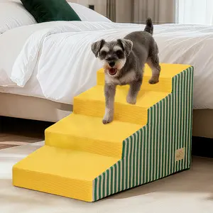 Bingopaw 3/4/5 Step Dog Stairs for High Beds, Orthopedic Foam Steps for Dogs, Stairs for Pets to Get on Bed, High-Density Foam Ramp w/ Non-Slip Base