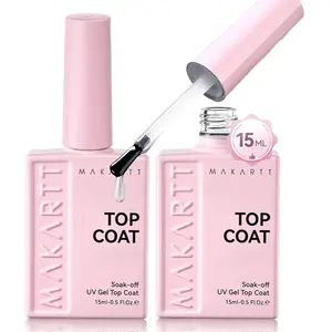 Makartt Gel Base Coat & Gel Top Coat & Hema-Free Base and Top Coat Set: 15ml Upgraded Formula Base Coat, No Wipe High Glossy Top Coat, Long Lasting Clear Diamond-Shine, Mild Formula, Soak Off UV LED Lamp Needed, Perfect for Home DIY Salon Gift Women