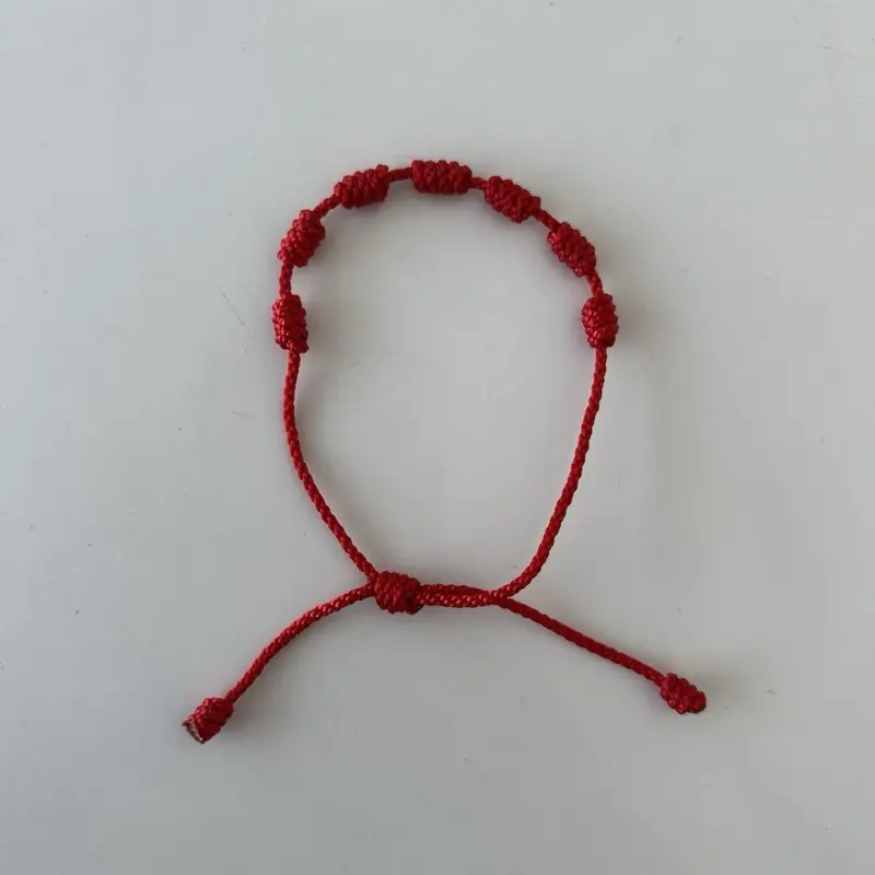 7-Knot Kabbalah Red String Protection Bracelet, Unisex Amulet Jewelry Accessory, All Seasons Birthday Gift Ideas for Infants & Adults with Symbolic Blessings
