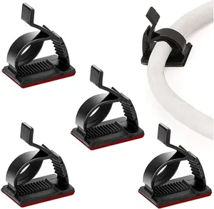 50Pcs Adjustable Cable Management Clips, Adhesive Organizers Sticky Wire Clips Cord Holder for TV PC Ethernet Under Desk Wall Home Office
