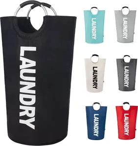 Foldable Laundry Basket, Large Waterproof Collapsible Hamper with Handle – Round Dirty Clothes Storage Organizer for Home, Bathroom, Laundry Room | Portable Household & Home Decor Essentials