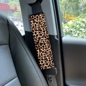 Leopard Print Car Safety Shoulder Pads, Stylish Automotive Seatbelt Covers, Comfortable and Durable Protection for Drivers