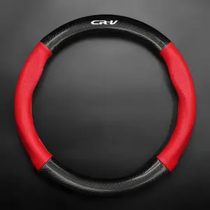 Universal Car Steering Wheel Cover, Carbon Fiber Leather, Anti-Slip, Timple Design, Fashionable, for Honda Crv Cr-V, Car Accessories