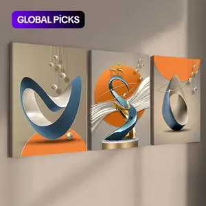 3-Piece Modern Abstract Geometric Art Canvas Prints with Solid Wood Frames, High-Definition Waterproof Wall Art for Living Room and Hallway, Modern Home Decor #TOP PICKS