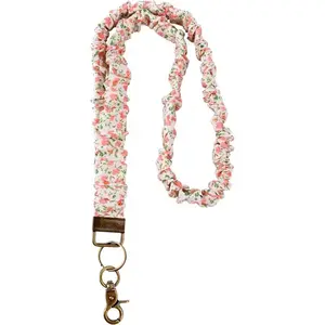 Cute Elastic Neck Strap Teacher Nurse Lanyard, Id Badge Holder, Women's Stretch Keychain Holder, Floral Pattern, Polyester Fiber, Fashion Accessory