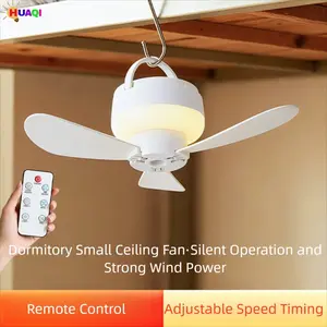 Portable Smart Remote Control Hook Fan, USB Rechargeable Dorm Bed Student Room Home Outdoor Camping Night Light Small Electric Fan