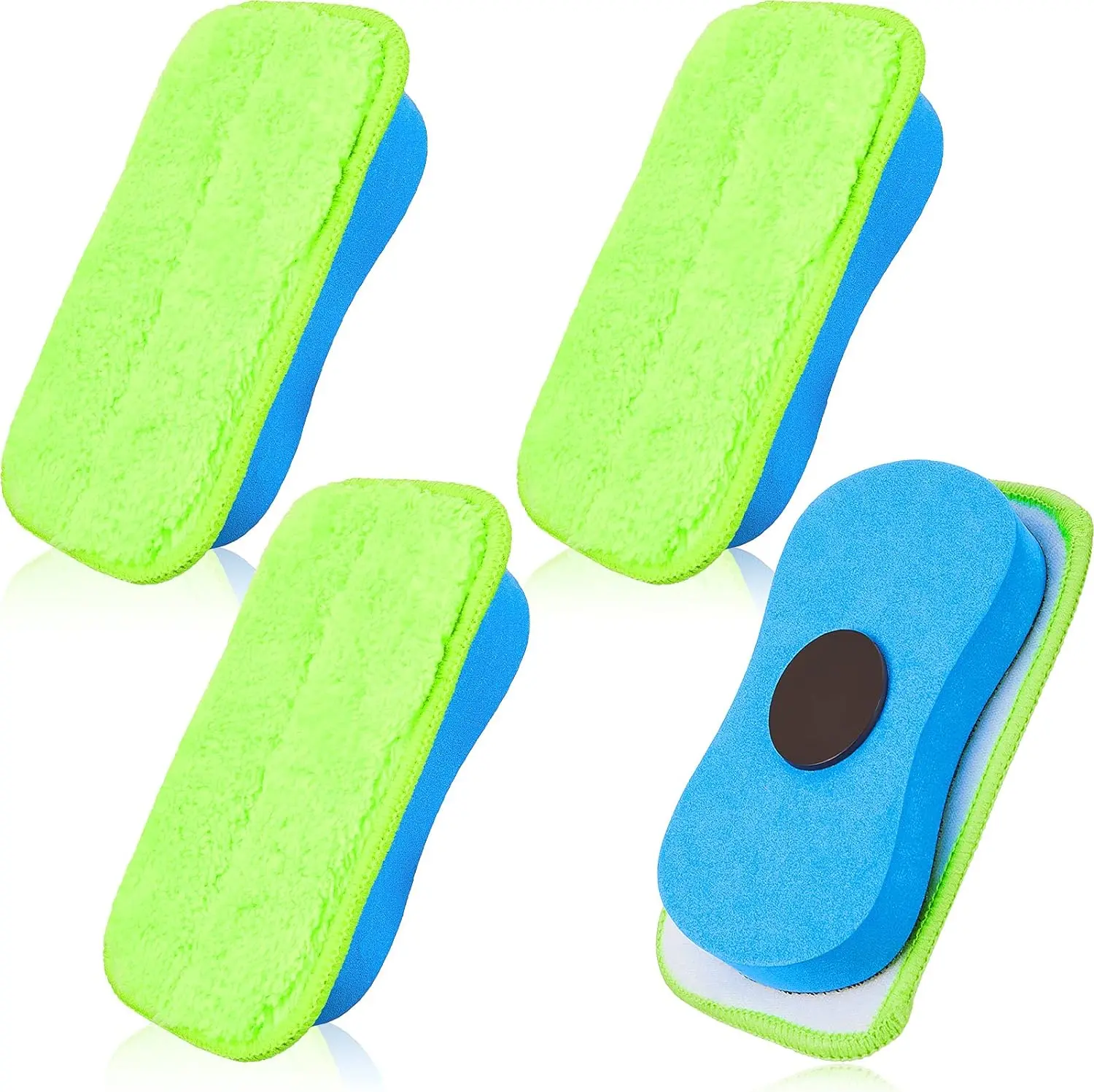 Microfiber Dustless Chalk Eraser Magnetic Chalkboard Eraser Multipurpose Cleaning Duster Washable Reusable Eraser for Markers, Chalk, Home, Classroom and Office (4 Pieces)