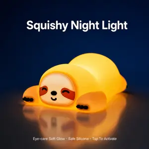 Adorable Sloth Squishy Night Light | Safe Silicone Touch Lamp for Baby Nursery, Eye-Care Soft Glow, USB Rechargeable Kids Bedside Light, Perfect Toddler Sleep Companion