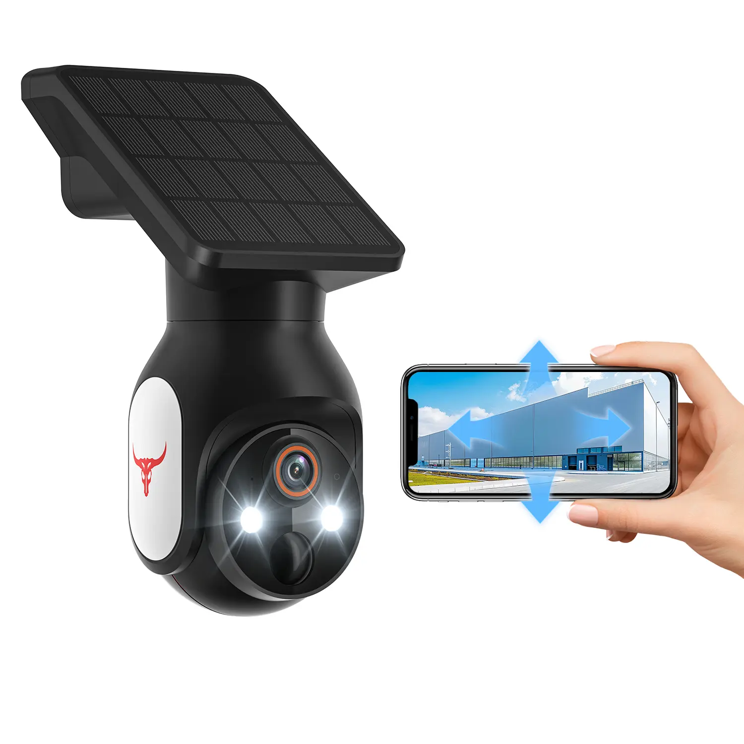 Solar Surveillance Camera with Solar Panel - Wireless Outdoor Home Security CCTV, App Controlled, Battery Powered, Pan Tilt, AI Motion Detection, Night Vision, 2-Way Talk, IP65, Cloud Storage, 2.4GHz Only