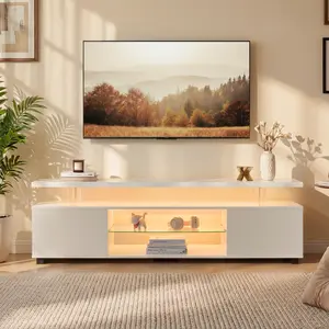 TV Stand for 60 Inch TV LED Gaming Entertainment Center Media Storage Console Table with Large Side Cabinet for Living Room