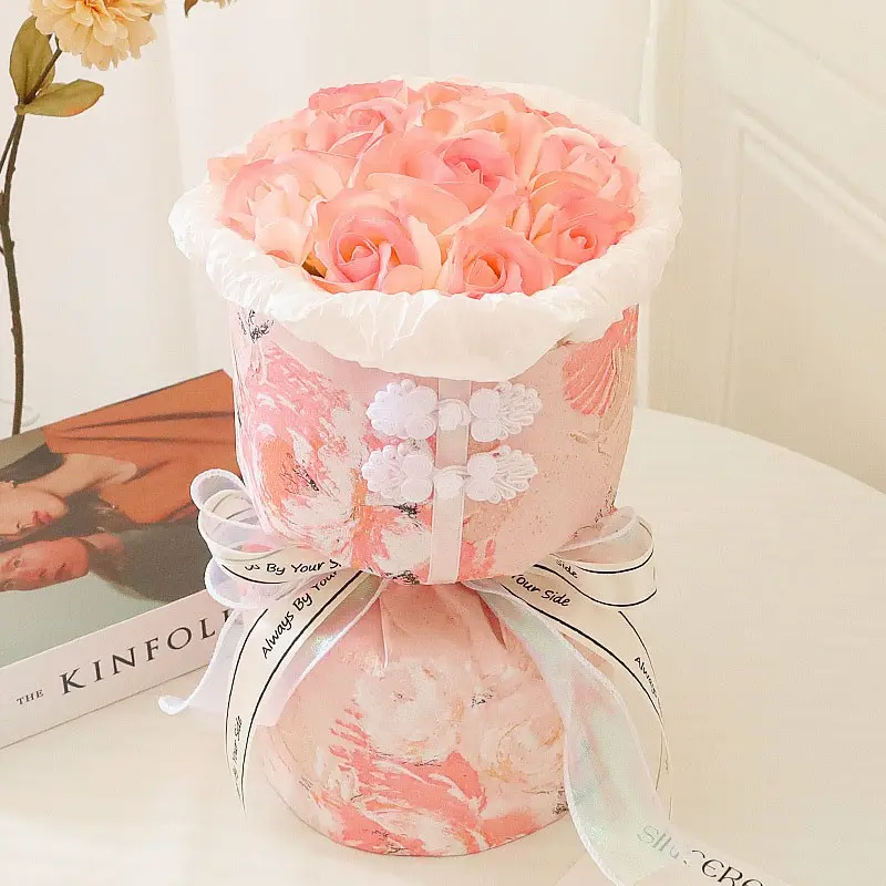 Carnation Rose Artificial Flower Bouquet, Never Withering Love High-End Finished Arrangement, Elegant Decorative Floral Gift