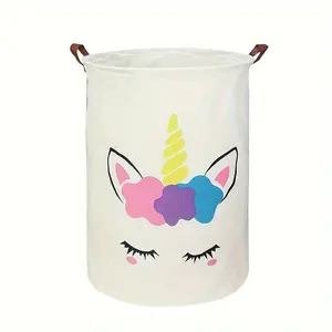 1 Piece Unicorn Storage Basket, Foldable Unicorn Laundry Basket, Suitable for Unicorn Room Decoration, Gift Basket, Bedroom Basket
