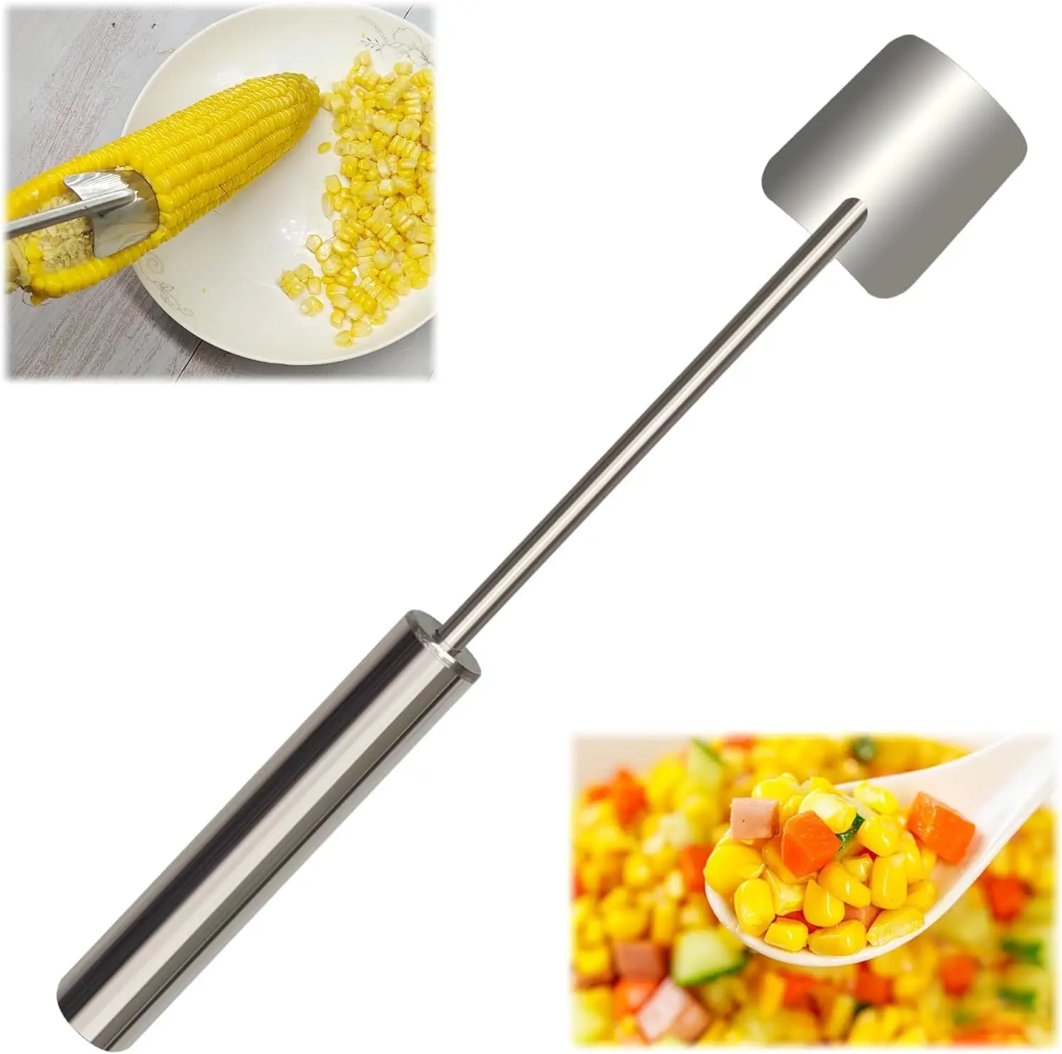Long-Handle Stainless Steel Corn Peeler, Fast-Safe Kitchen Utensil, Multi-Purpose Kitchen Gadget for Home Use, Kitchen Gadgets