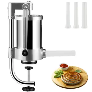 VEVOR Sausage Stuffer, TikTokShopBlackFriday, 2.5LBS/1.5L Capacity, 304 Stainless Steel Vertical Sausage Stuffer, Sausage Filling Machine with 3 Stuffing Tubes, Suction Base and Manual Crank for Household or Commercial Use Kitchen Meat