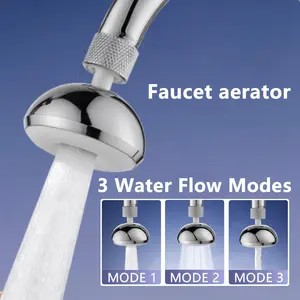 New Wide-Angle Faucet Aerator, Suitable for Kitchen and Bathroom, Disc Shape, Prevents Splashing, 3 Water Modes, Fashionable Accessory
