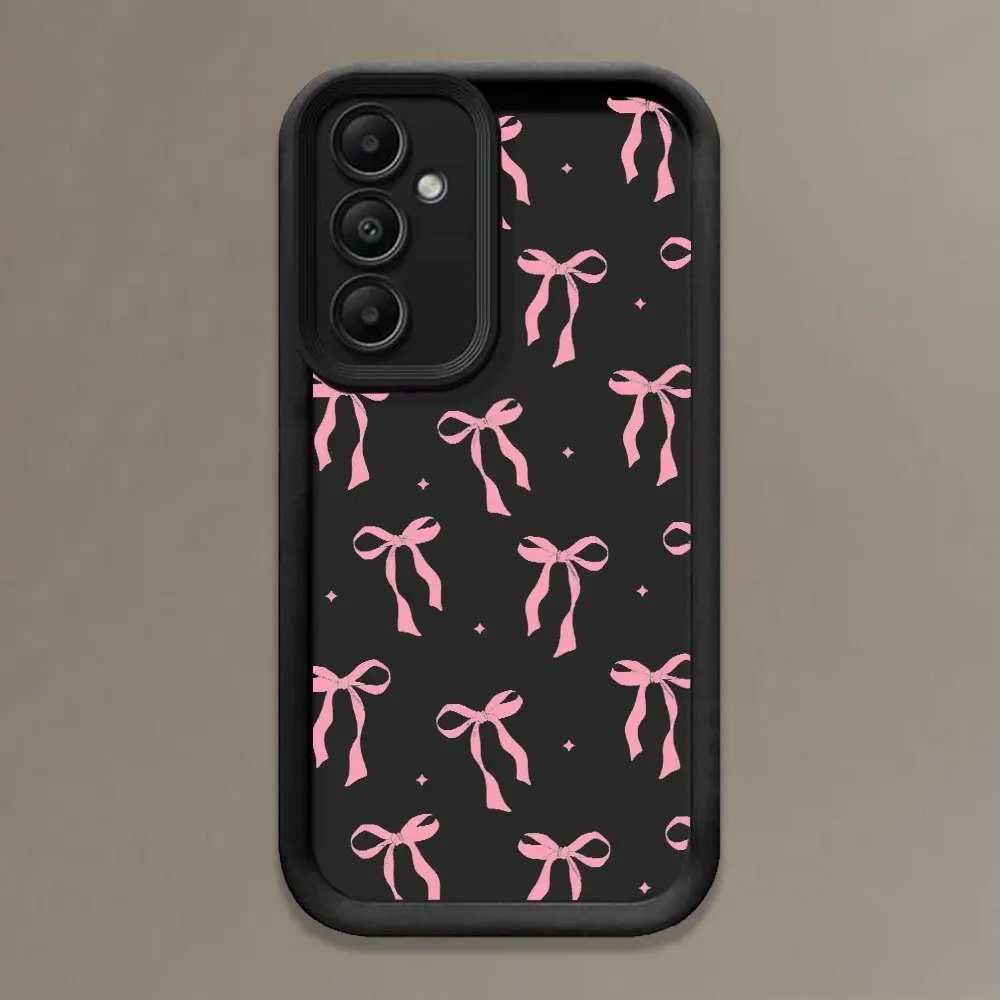 Phone Case - Pink Bow Pattern Ladder Silicone Phone Case for Samsung Galaxy S25Ultra/S25Plus/S25/S24Ultra/S24Plus/S24 Fe/S24/S23Ultra/S23 Fe/S23/S23+/S22Ultra/S22/S22+/S21 Ultra/S21 FE/A73/A72/A71/A70/A56/A55/A54/A53/A52/A35/A34/A33/A32/A31/A25/A24/