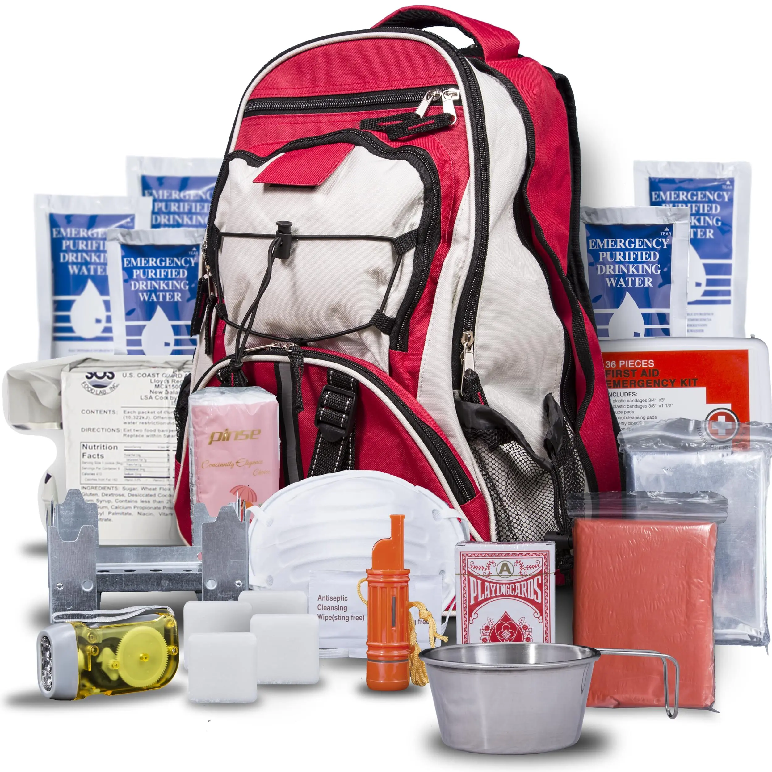 Blue Seventy-Two - Pro Series - Red Deluxe 72 Hour Emergency Backpack Survival Kit for 1 Person | Survival Kit for Wildfires Earthquake Tornado Hurricane and Other Emergencies