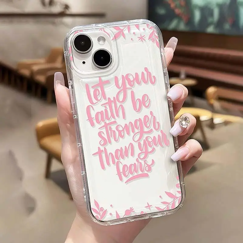 Letter Pattern Leaf Phone Case, Anti-drop Shockproof Durable Phone Protective Cover, Phone Accessory Compatible with iPhone 11 12 13 14 15 16 Pro Max