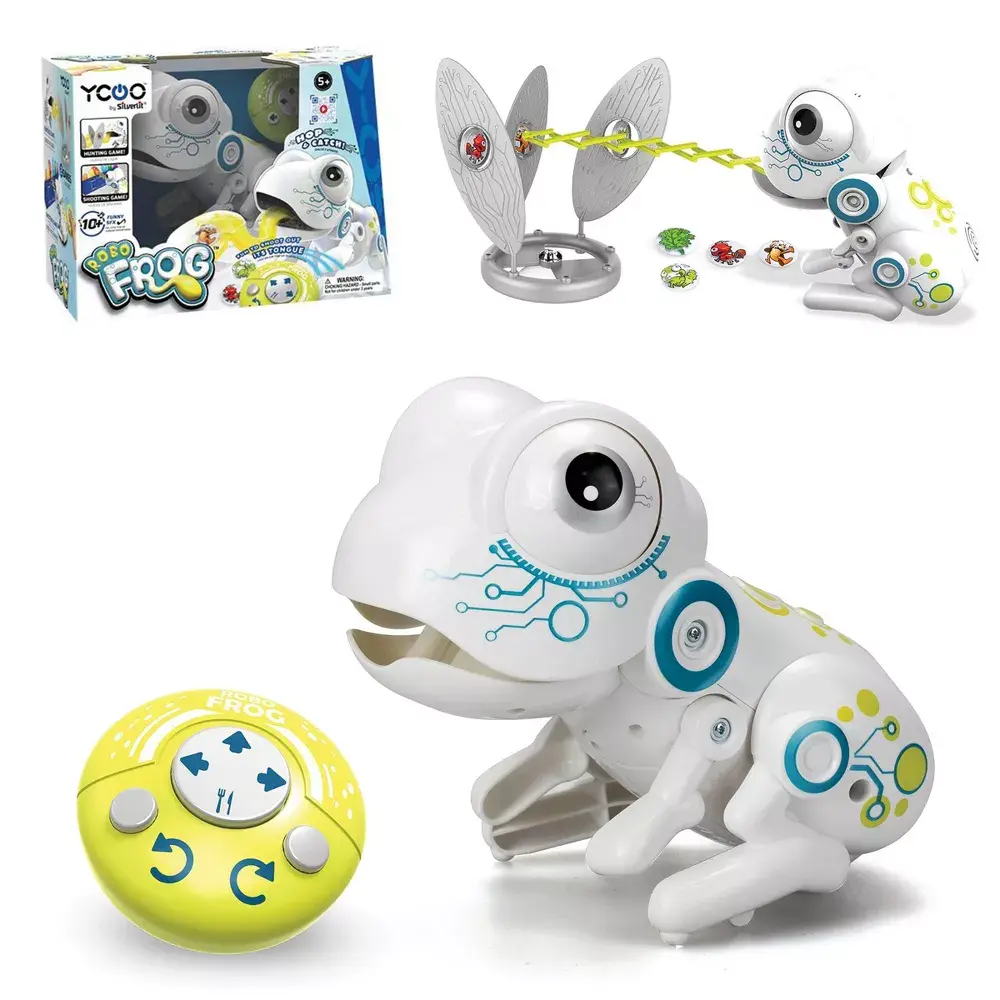 ROBO FROG Interactive Remote Control Toy with Tongue Flick Action Catch Coins Game Sound Effects Board