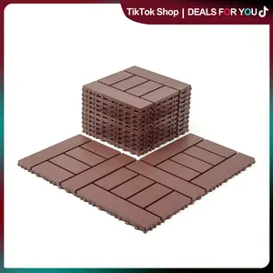 Brown Interlocking Deck Tiles, 44 Pack , 12"x12" Waterproof Outdoor Flooring All Weather Use, Patio Floor Decking Tiles for Porch Poolside Balcony Backyard foam marble wpc frameless shower door Reinforced Garage Screen