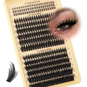 Spiky Manga Lash Clusters 12-20mm Long 80D+100D Eyelash Extensions with Bottom Lashes, 300pcs Wispy Volume Individual Cluster Lashes DIY Kit