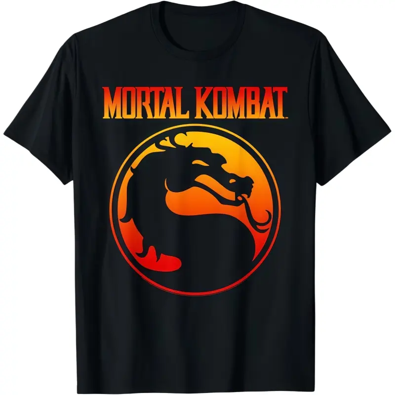 Vinyl Oversized Mortal Kombat Klassic Dragon Gradient Logo Video Game Graphic T-Shirt Streetwear Holiday Wear y2k cotton fashion Streetwear Lover Gift Top Trending