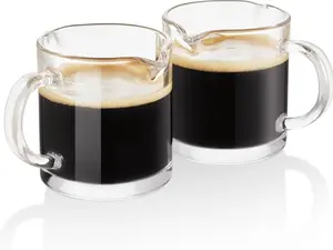 Shot Glasses Espresso Parts 4.5OZ Double Spouts Milk Cup Clear Glass（SINGLE）