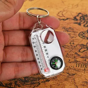 Portable Outdoor Thermometer with Compass & Magnifying Glass, Battery-Free Folding Design, Dual Scale F/c, Ideal for Hiking & Survival, Survival Gear, Hiking Essentials, Camping Tools