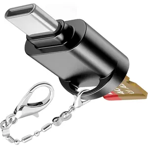 USB C  SD Card Reader for Android Phone, Camera, Laptop with , Mini Metal Type-C Card Reader (Black)