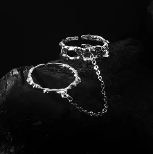 Romantic chain two-finger ring one-piece open adjustable index finger ring female exquisite