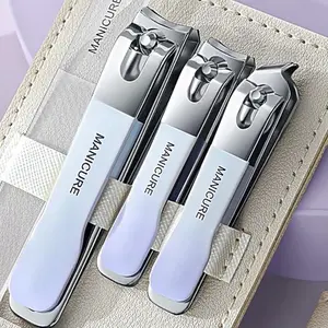 New Nail Clippers set 4 with Rotating Leather Bag Professional Steel Trimmer Pedicure Care Tools Manicure Set Home Care Gift for Home & Travel