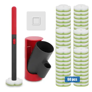 60 Refills Disposable Toilet Brush Kit, No Touch Toilet Cleaning System, Toilet Bowl Wand & Holder, Hygienic, Easy Clean, Wall Mounted