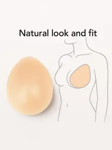 Silicone Breast Pads, Silicone Breast Implants, Silicone Bra Insert, Suitable for Mastectomy and Underwear Filling Inserts, Waterdrop Design, Non-Stick, Beige or Clear,Single Piece