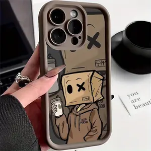 Creative Cartoon Boy Pattern Phone Case for IPhone 16 15 14 Pro Max 13 12 11 XR XS Plus Shockproof Non Slip Military-Grade Protection Silicone Cover Cellphone Casing