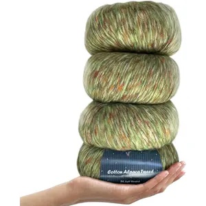 Alpaca Tweed Alpaca Yarn for Crocheting, 4-Pack (588Yds / 200G), Free Patterns - Tweed Yarn for Knitting - 3  Light Worsted Weight - Mint Green