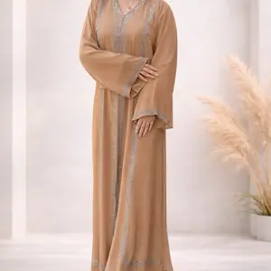 Dubai Abaya - Black Dress with Sequined Detailing and Long Sleeves