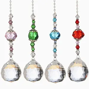 4pcs Multicolor Crystal Suncatcher Prisms, Hanging Rainbow Maker with Faceted Glass Beads, Window Sun Catcher Ornaments for Home, Garden & Party Decor