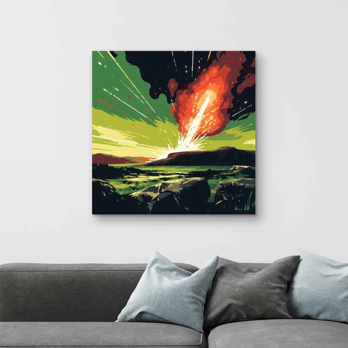 212 MAIN The Crash Red Artistic Abstract Graphic Wall Art Print - Model C1RC3232PHD4J5, 32x32 in., Colorful Room Aesthetic Home Decor, Decoration