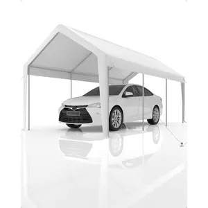 Heavy Duty Carport Replacement Canopy Cover Waterproof UV and Wind Resistant PE Tarp Top Cover Only for 10x20 ft and 13x20 ft Carport Frame Outdoor Shelter Roof Cover in White Yellow or Grey Frame Not Included