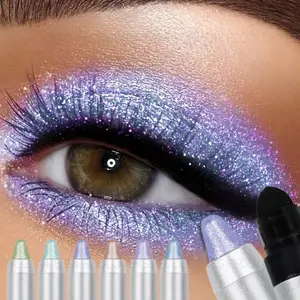 6pcs/set Metallic glitter double-ended Multichrome eyeshadow stick with glossy effect, easy to use, quick eye makeup, perfect for Christmas and holiday parties