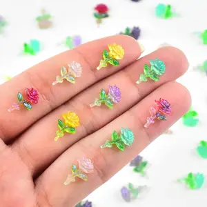 50pcs Glow-In-The-Dark Rose Decorative Resin Flat-Bottom Beads for Nail Art, Phone Cases, Handmade Gifts, Versatile Crafting Supplies, DIY Friendly