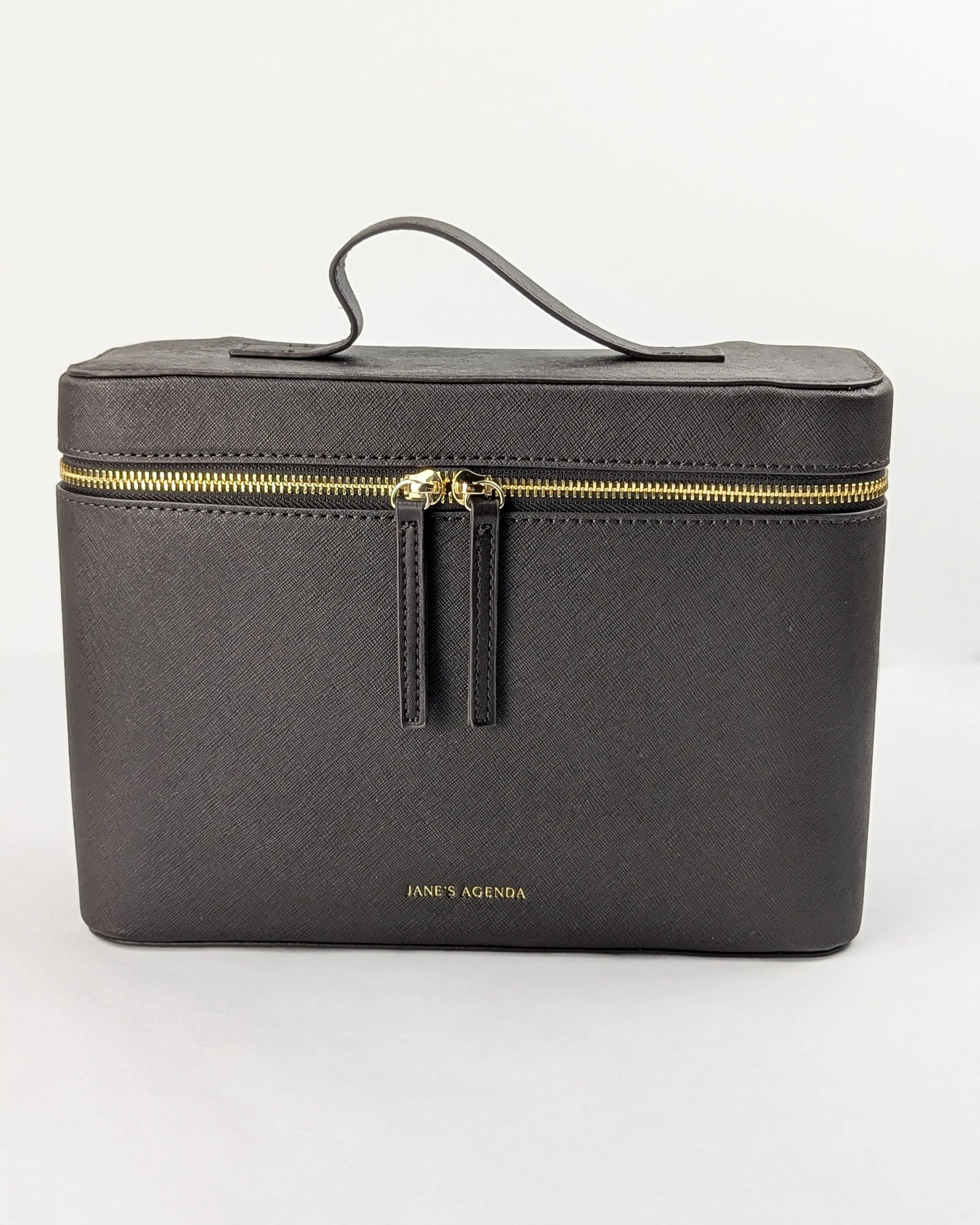 Stationery Train Case | Saffiano Vegan Leather | Chocolate