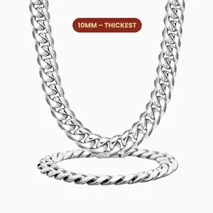 JAXXON Cuban Set 10mm - Silver - Waterproof - Box Clasp