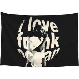 "I Love Frank Ocean" Black & White Art Tapestry 3x5 FT - Polyester R&B Fan Wall Hanging for Bedroom & Music Space Decor, Aesthetic Banner, Home Bedroom Decor