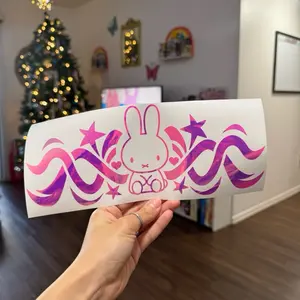 Bunny Cutie Tramp Stamp Vinyl Car Decal 9.84in x 4in Cute Design for Laptop Window Girly Bumper Sticker Vinyl Decal