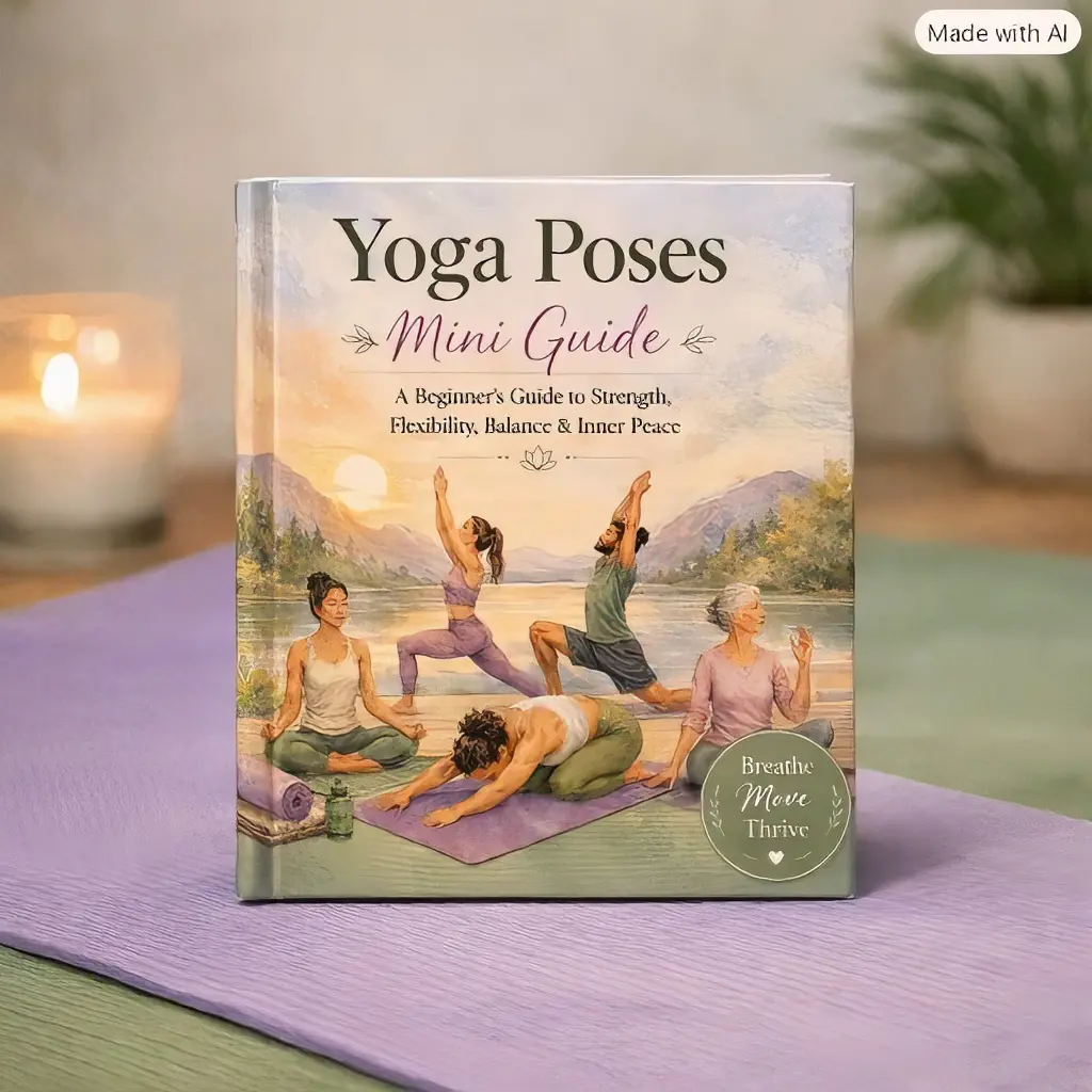 Yoga Poses Mini Guide - Beginner's Resource with 25 Essential Poses for Strength Flexibility Balance & Inner Peace Clear Instructions Breathing Cues Gentle Modifications